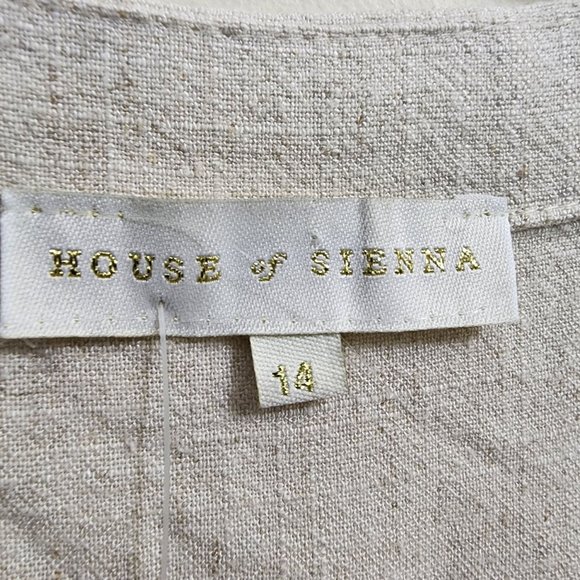 House of Sienna linen blend v-neck button front short sleeve dress NWT size 14 - Picture 2 of 11